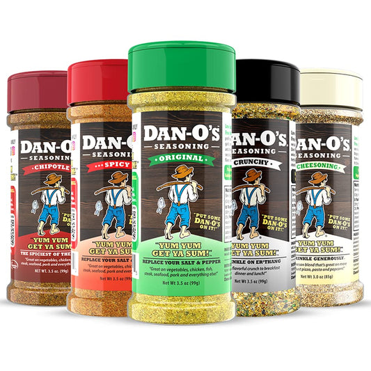 Dan-O'S Seasoning Small 5 Bottle Combo | Original, Spicy, Chipotle, Crunchy & Cheesoning | 5 Pack