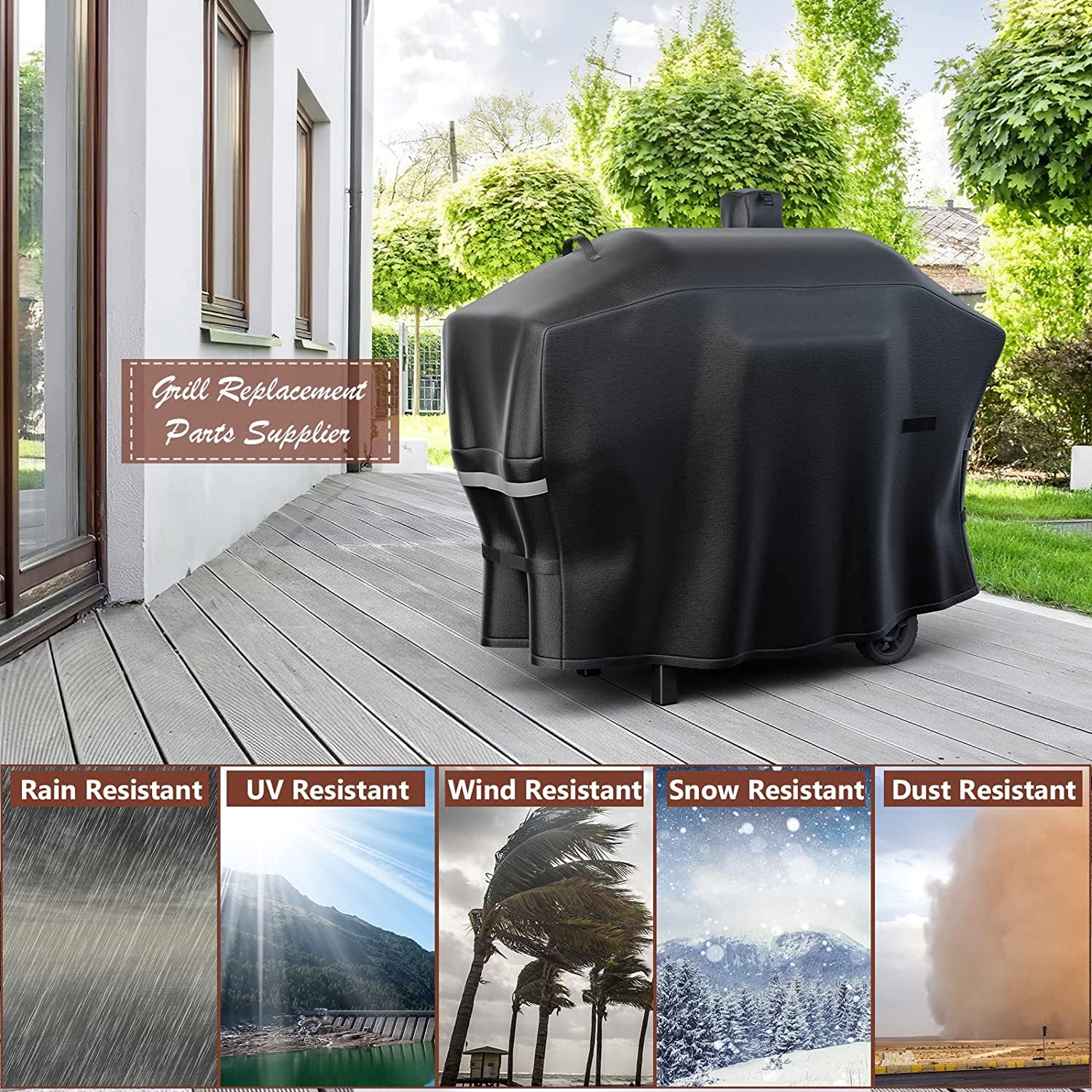 Grill Cover for Camp Chef 24 Pellet Grills, Model DLX 24, Smokepro 24, PG24, PG24LS, PG24S, PG24SE, PG24LTD, PG24XT, SG24, Smokepro DLX, Woodwind 24 Pellet Grills, Full Length Anti-Uv 600D