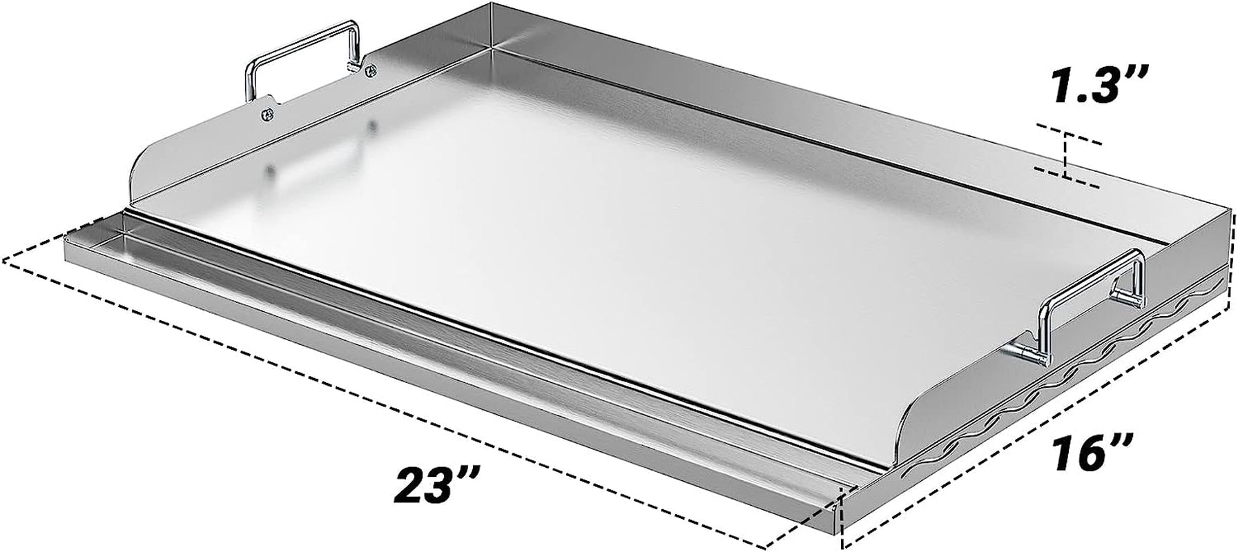 Universal Stainless Steel Griddle Plate with Even Heating Bracing for BBQ Charcoal/Gas Grills, 23" X 16" Rectangular Hibachi Flat Top Griddle for Indoor/Outdoor Cooking
