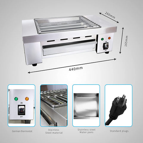 Image of Indoor Barbecue Electric Grill, Indoor Smokeless Grill Indoor Yakitori Grill Hibachi Grill Commercial and Family Use Griddle Korean BBQ Grill, Suit for Cafe Restaurant Party Buffet 120V,1800W