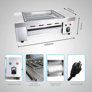 Indoor Barbecue Electric Grill, Indoor Smokeless Grill Indoor Yakitori Grill Hibachi Grill Commercial and Family Use Griddle Korean BBQ Grill, Suit for Cafe Restaurant Party Buffet 120V,1800W