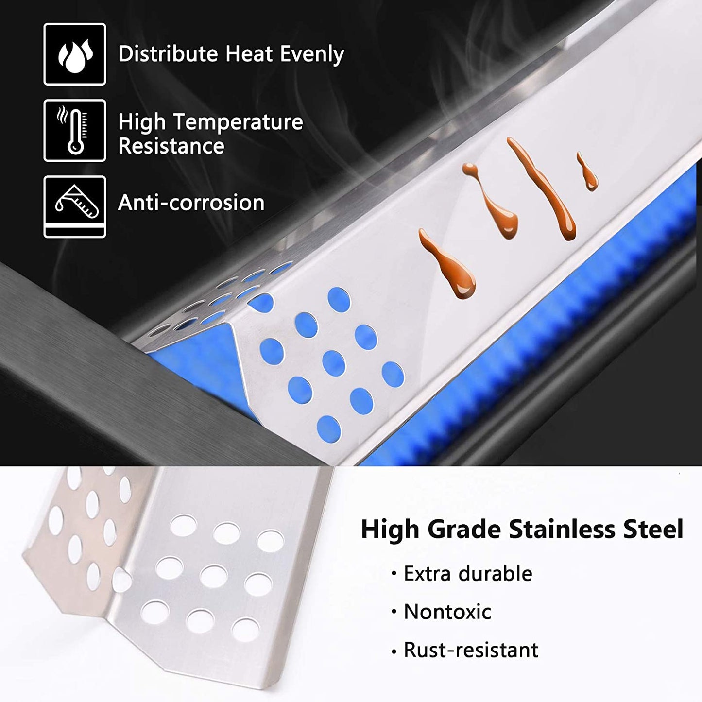 Grill Replacement Parts for Nexgrill 720-0896B 720-0830H 720-0882A 720-0783E, Grill Master 720-0697 720-0737 Grill, 6-Pack Grill Heat Plate Parts for Members Mark 720-0830F