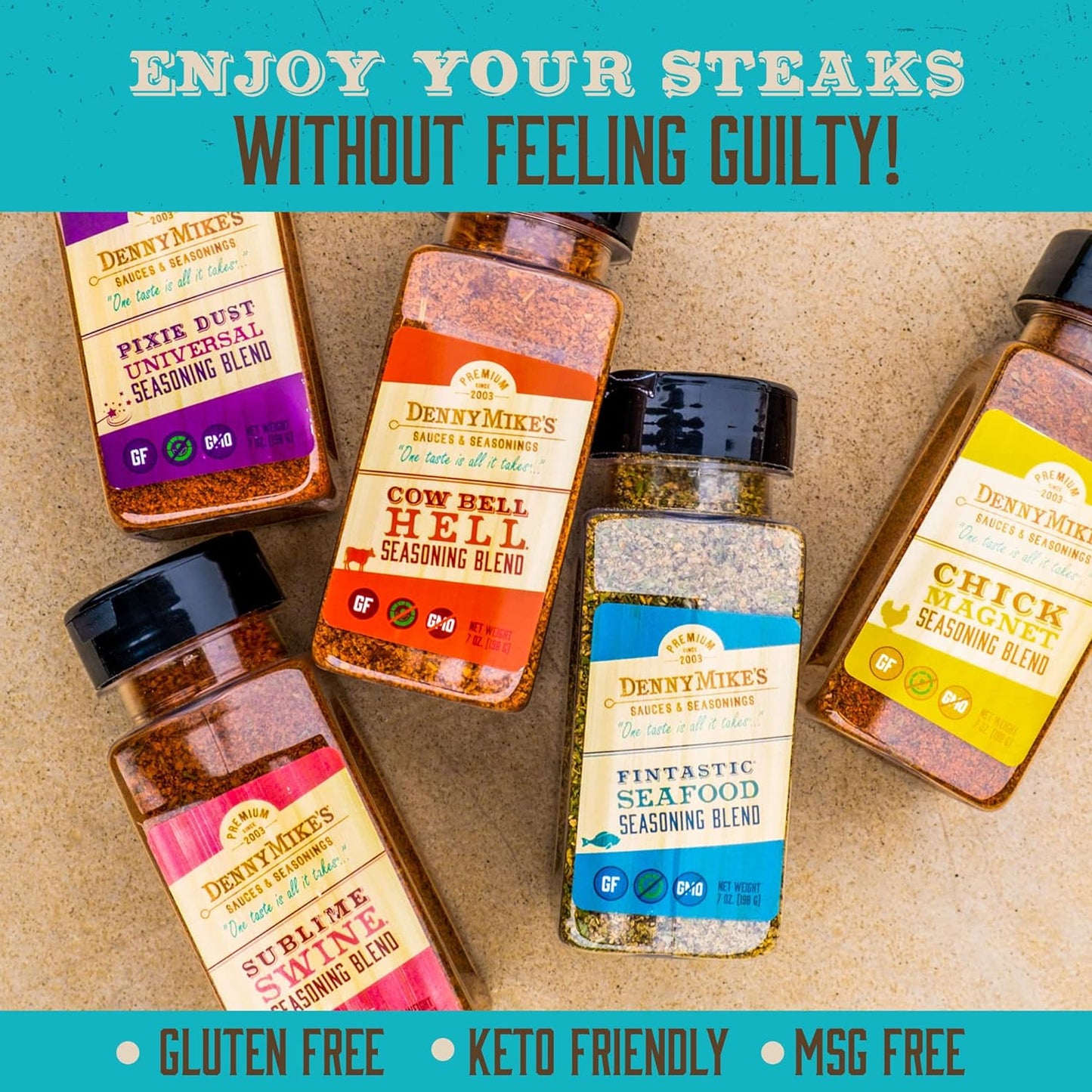 Dennymike’S Grill Seasoning Set, All Natural Spices and Seasonings, BBQ Rub for Cooking, Smoking, and Grilling, Low Sodium, Keto-Friendly, Gluten and Msg-Free, Bundle Pack of 5