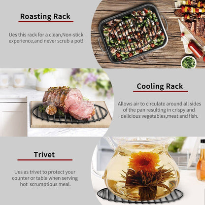 JY COOKMENT Roasting Rack with Integrated Feet, Cooling Drying Rack Kitchen Rack with Enameled Coating, PTFE Free, Great for Cooking, Roasting, Drying, Grilling, Dishwasher Safe (10Inch*6.5Inch)