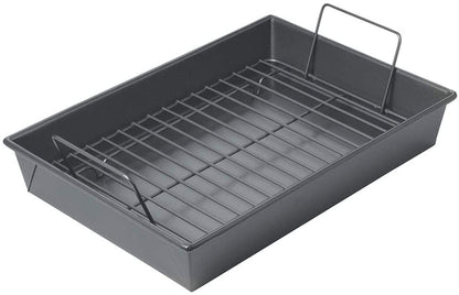 Chicago Metallic 16947 Professional Roast Pan with Non-Stick Rack, 13-Inch-By-9-Inch, Gray