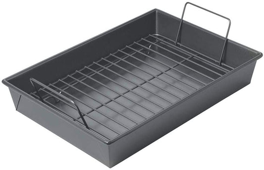 Chicago Metallic 16947 Professional Roast Pan with Non-Stick Rack, 13-Inch-By-9-Inch, Gray