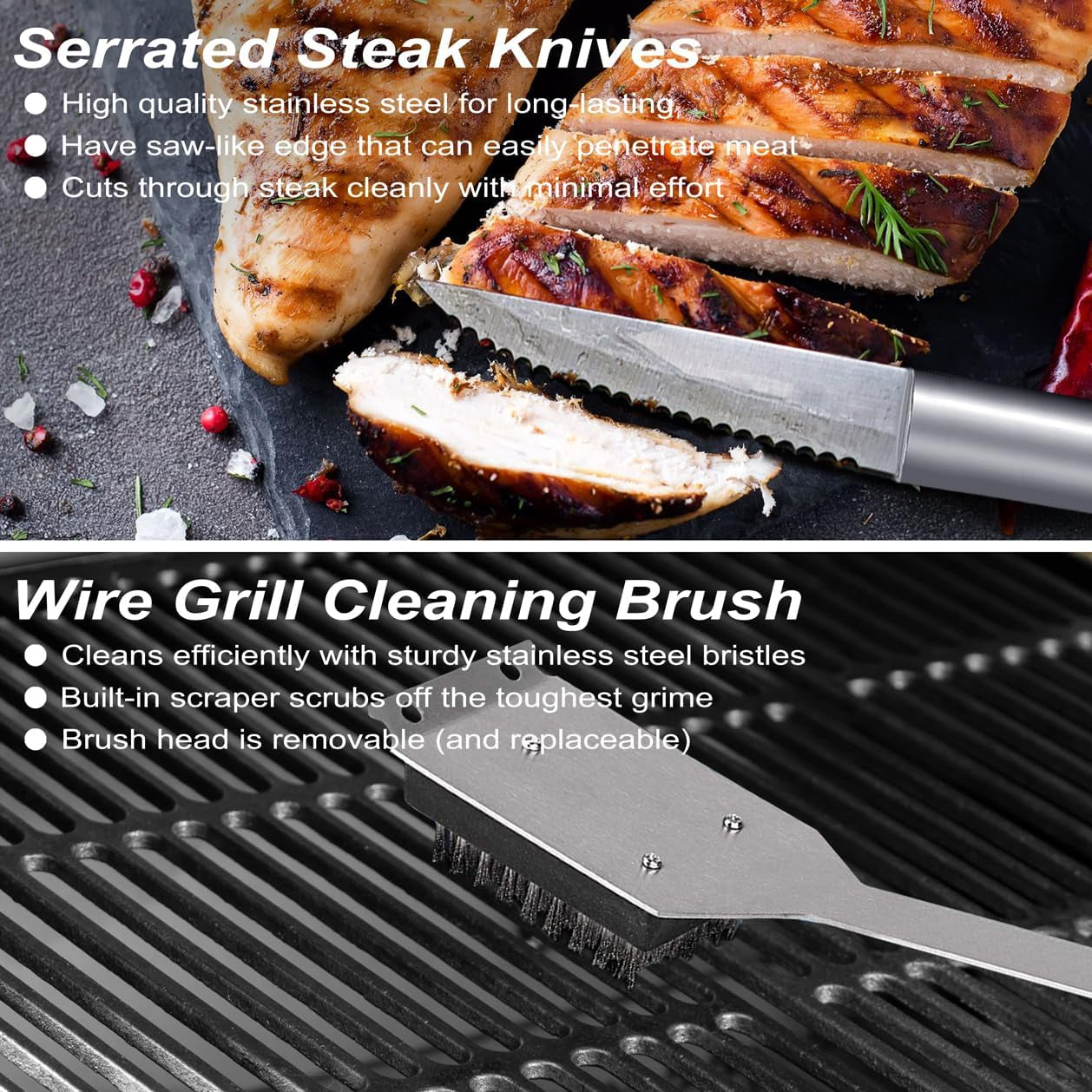 24PCS BBQ Tools Set Grill Accessories for Outdoor Grill Utensils Stainless Steel Grilling Tools Set for Christmas Birthday Presents, Barbecue Accessories Kit Ideal Grilling Gifts for Men Women