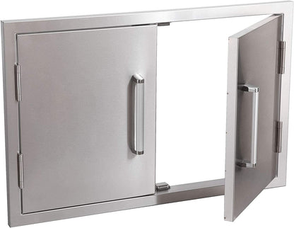 Outdoor Kitchen Double Access Doors,33X22 Inch BBQ Grill Doors,Full 304 Stainless Steel Cabinet ,Silver (CBADD-NEW-S)