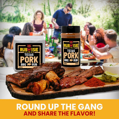Texas Style Pork BBQ Rub by Rubwise | Meat BBQ Rubs and Spices for Smoking and Grilling | Dry Rubs | Pork Rib Rub Seasoning | Great on Pork Shoulder, Ribs, Tenderloin, Chops, Pork Butt (No MSG) (1Lb)