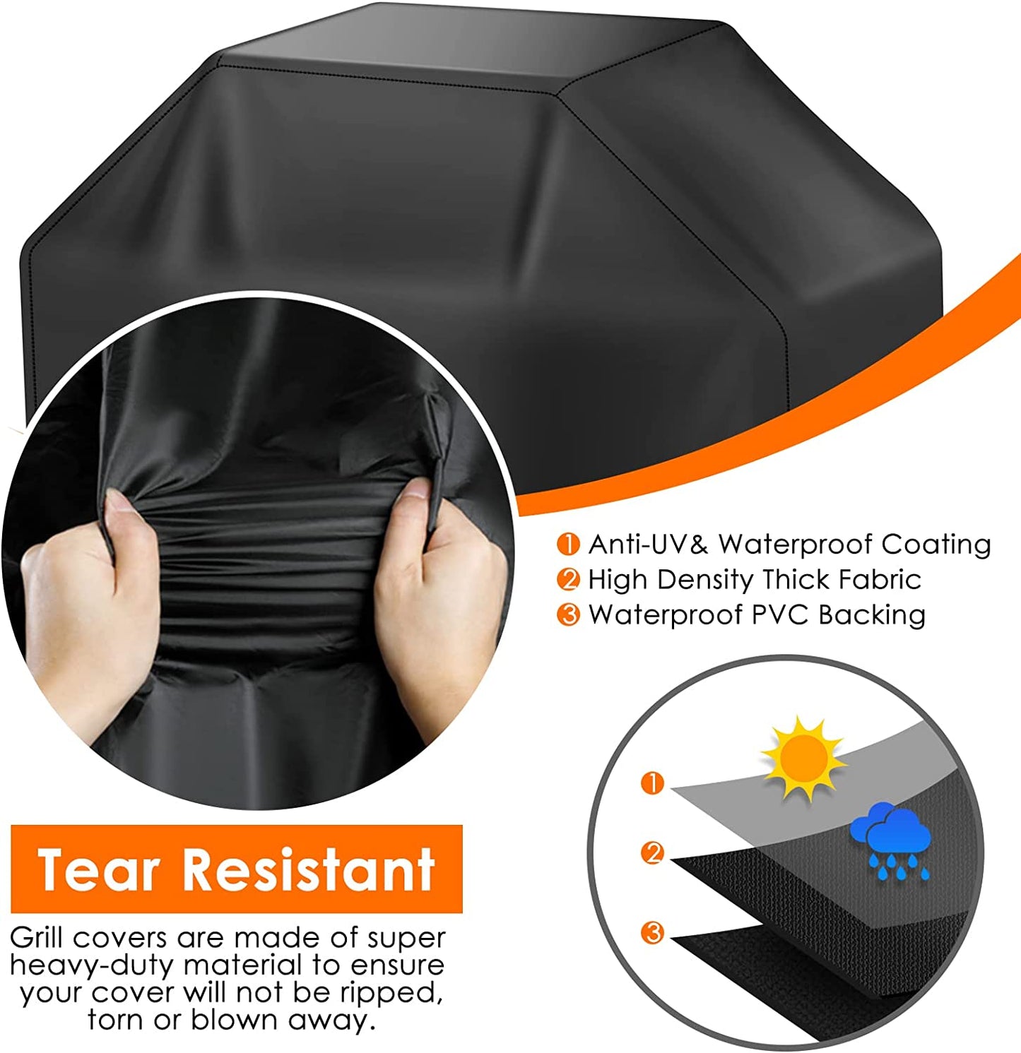 Grill Cover, BBQ Cover 59 Inch,Grill Covers Waterproof,Anti-Uv & Fade Resistant, Barbecue Grill Cover with Velcro Straps,Gas Grill Cover Rip Resistant,For Weber,Char Broil,Nexgrill Grills