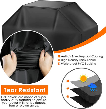 Grill Cover, BBQ Cover 59 Inch,Grill Covers Waterproof,Anti-Uv & Fade Resistant, Barbecue Grill Cover with Velcro Straps,Gas Grill Cover Rip Resistant,For Weber,Char Broil,Nexgrill Grills