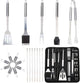 Barbecue Grill Tool Set, Stainless Steel Grilling Tool, 20PCS Grill Accessories Suitable for Outdoor BBQ Cooking.