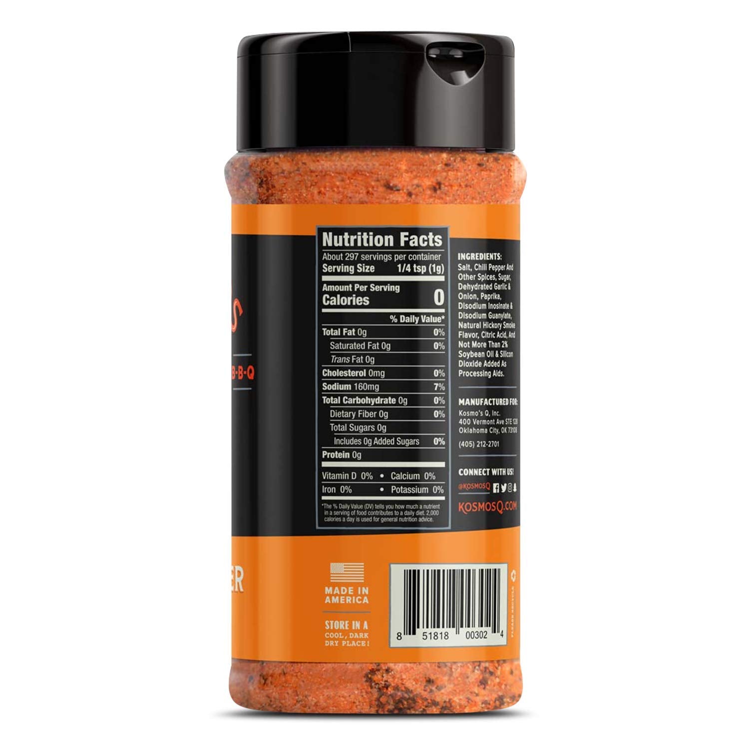 Kosmos Q Cow Cover BBQ Rub | Savory Blend | Great on Brisket, Steak, Ribs & Burgers | Best Barbecue Rub | Meat Seasoning & Spice Dry Rub | 10.5 Oz Shaker Bottle