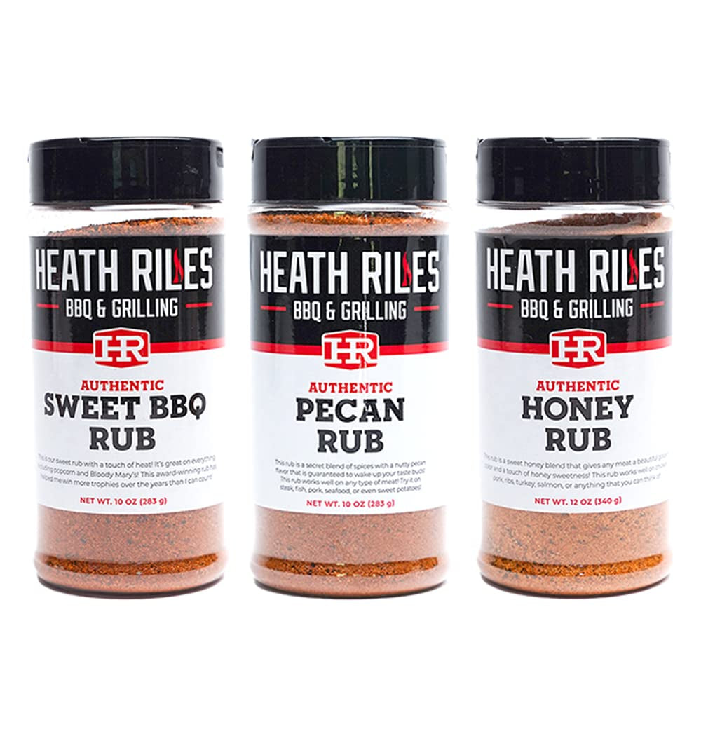 Heath Riles Sweet BBQ, Honey Rub and Pecan Rub Seasoning Bundle