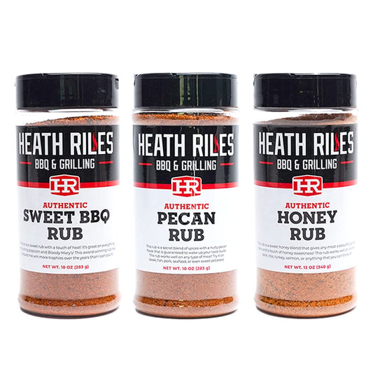Heath Riles Sweet BBQ, Honey Rub and Pecan Rub Seasoning Bundle