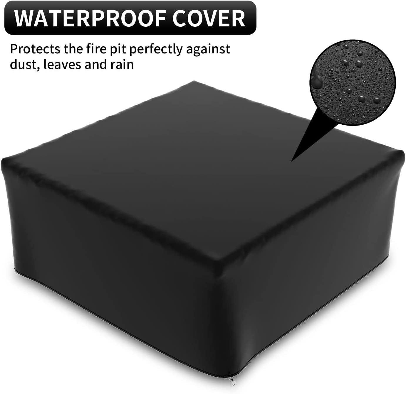 Greesum Multifunctional Patio Fire Pit Table, 32In Square Metal BBQ Firepit Stove Backyard Garden Fireplace with Spark Screen Lid and Rain Cover for Camping, Outdoor Heating, Bonfire and Picnic, Black