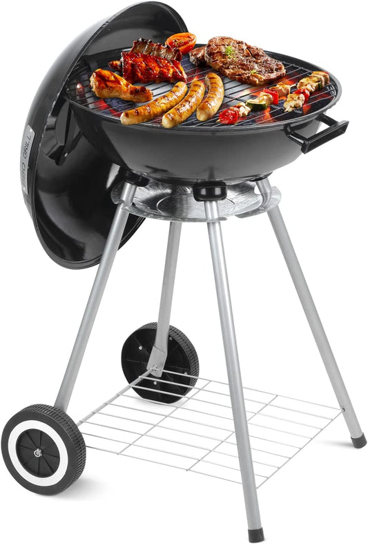 Wonlink Portable Charcoal Grill, 18.5 Inch Camping BBQ Grill with Wheels for Outdoor Cooking Picnic Barbecue