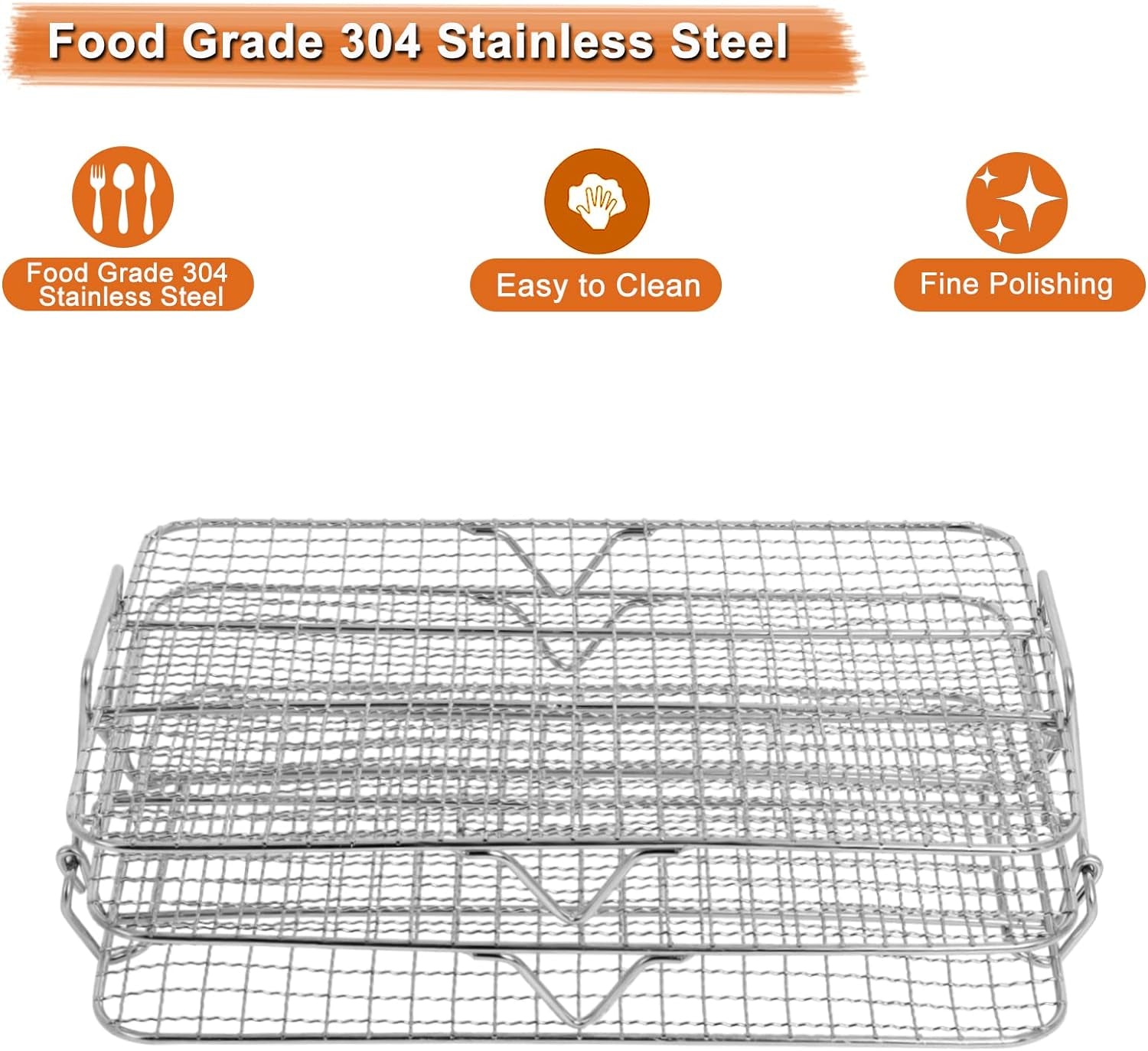 Air Fryer Rack Compatible with Ninja Foodi Grill XL Air Fryer FG551 IG601 IG651 Air Fryer Indoor Grill， Come with Basting Brush, Spatula and Kitchen Tongs