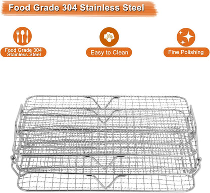 Air Fryer Rack Compatible with Ninja Foodi Grill XL Air Fryer FG551 IG601 IG651 Air Fryer Indoor Grill， Come with Basting Brush, Spatula and Kitchen Tongs