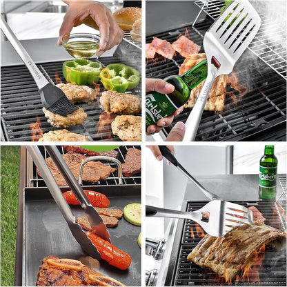 BBQ Tools Grill Tools Set, 15PCS Heavy-Duty Stainless Steel Grill Tools Grilling Accessories, 18 Inches Grill Accessories Grilling Gifts for Men