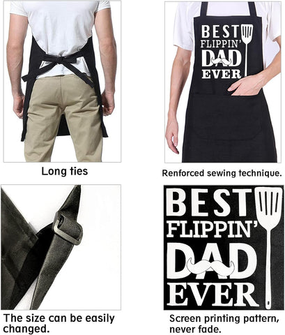 Image of Funny Aprons for Men with Pockets, Dad Grilling Aprons, Grill Aprons for Men, Birthday Gifts for Husband, BBQ Apron