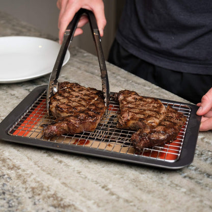 Meat Resting Pan - with Wire Rack and Silicone Baking Mat - Dishwasher and Oven Safe Stainless Steel, for Cooking and Cooling Steak, BBQ, Bacon, & More