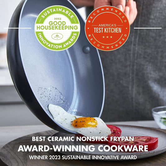 Valencia Pro Hard Anodized Healthy Ceramic Nonstick 22 Piece Cookware Pots & Pans Set, Fry Grill, Griddle, Saute & Sauce Pans, Stockpot,Lids, Pfas-Free, Induction, Dishwasher & Oven Safe,Gray