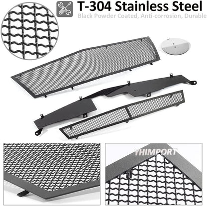 Stainless Steel Mesh Grille Compatible with 2008 2009 2010 2011 2012 2013 Cadillac CTS Black Grill Include Upper+Lower Front Grill Insert (Black Powder Coated)