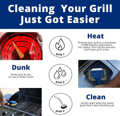 BBQ Replaceable Scraper Cleaning Head, Bristle Free - Safe, Durable and Unique Scraper Tools for Cast Iron or Stainless-Steel Grates, Barbecue Cleaner (GB3000)