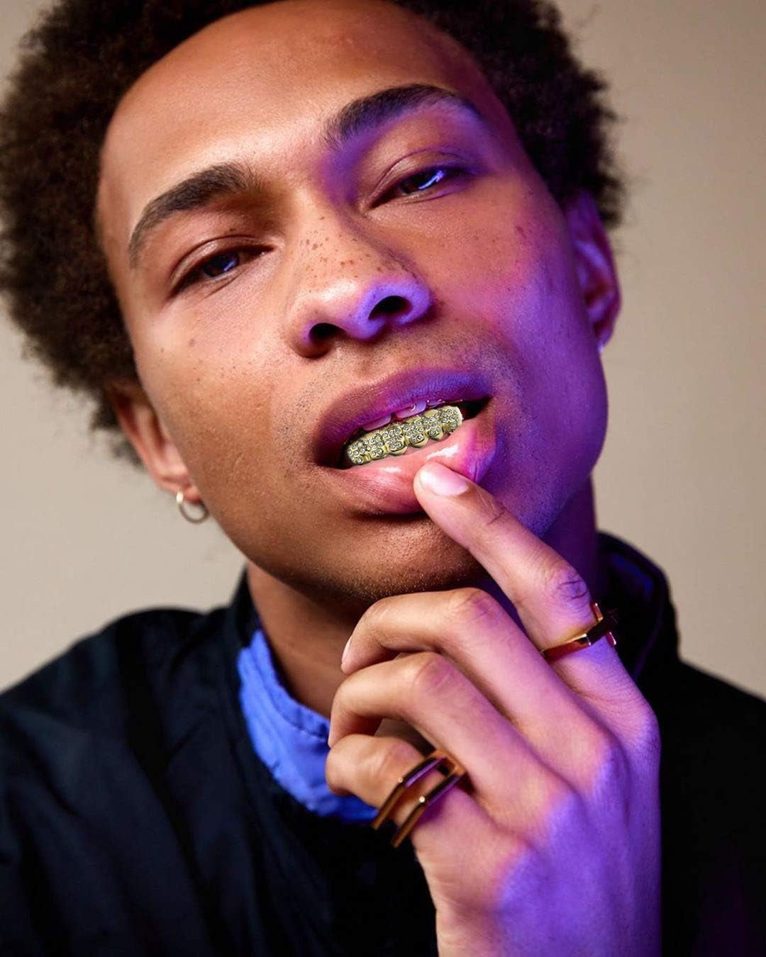 Grills for Your Teeth Gold Grillz Poker Heart Teeth Diamond Grillz for Men Women 18K Plated Iced Out Hip Hop Top & Bottom Face Grills for Teeth Rapper Costume Cosplay