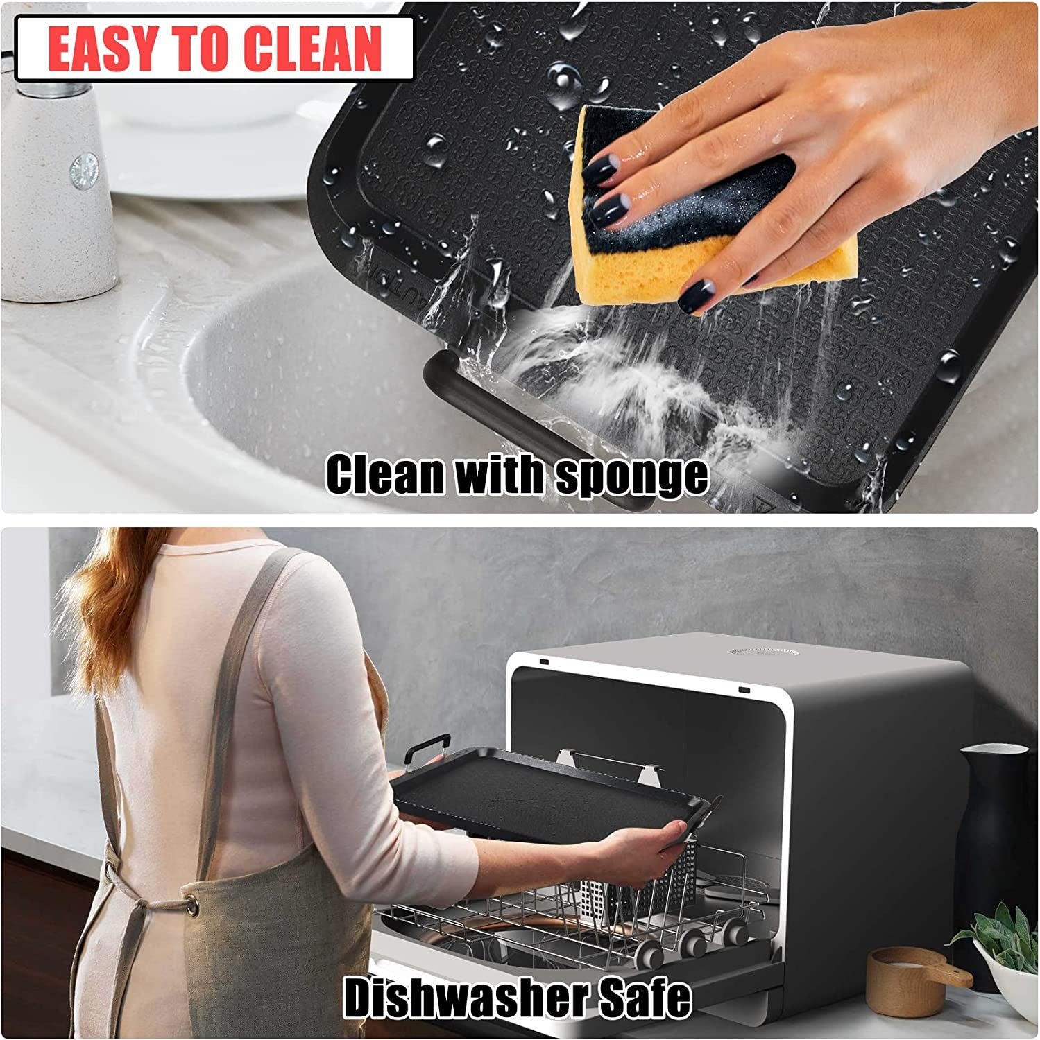 Stove Top Flat Griddle,2 Burner Griddle Grill Pan for Glass Stove Top Grill,Aluminum Pancake Griddle,Non-Stick Top Double Burner Griddle for Gas Grill, Camping/Indoor