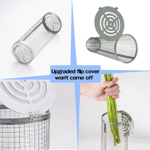 2PCS Rolling Grilling Basket - Rolling Grilling Baskets for Outdoor Grill, Stainless Steel Wire Mesh Cylinder Grill Basket, BBQ Accessories, Camping Barbecue Rack for Vegetables, Fish