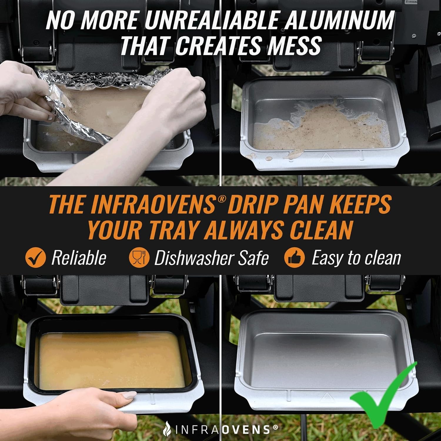 Drip Pan Liner for Ninja Woodfire Outdoor Grill OG701 OG751 Reusable Non Disposable Tray and Waterproof Cheat Sheet Cooking Guide Accessory for Wood Fire Grill Smoker 7-In-1 & Air Fryer