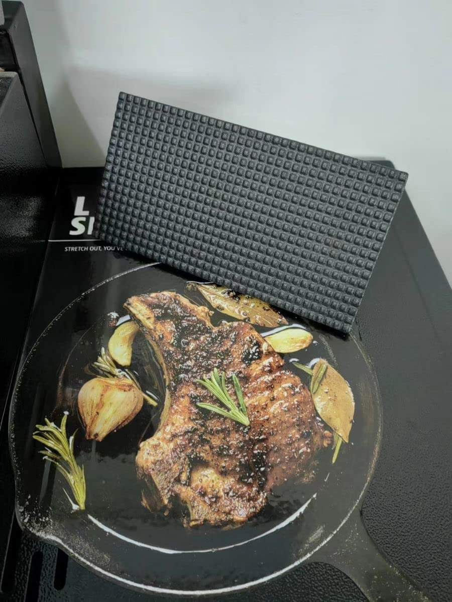 8.3"×4.3" Heavy-Duty Cast Iron Grill Press and Steak Weight with Cool-Touch Comfort-Grip Wood Handle - BBQ Accessories for Griddle, Outdoor Grill, Panini, Tortilla (2 Rectangle)