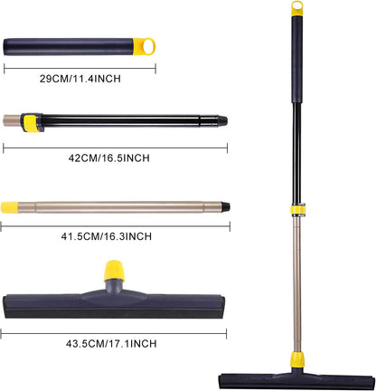 Yocada Floor Squeegee Scrubber Adjustable Telescopic Pole Heavy Duty Household Broom EVA Foam Blade for Garage Courtyard Shower Bathroom Floor Marble Glass Tile Water Foam Cleaning