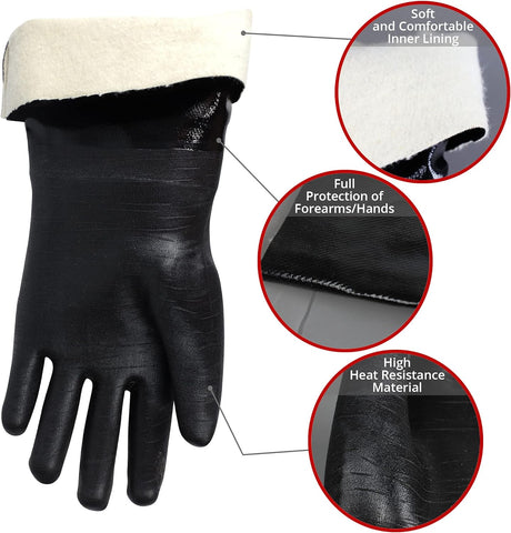 Image of Artisan Griller Bbq/Smoker/Grilling Gloves. Insulated Heat Resistance for Fryer and Kitchen. Oil/Water Resistant (17"/Size 10/X-LG)