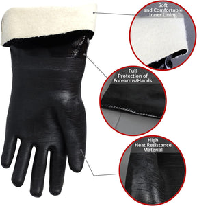 Artisan Griller Bbq/Smoker/Grilling Gloves. Insulated Heat Resistance for Fryer and Kitchen. Oil/Water Resistant (17"/Size 10/X-LG)