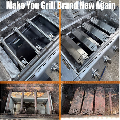Professional title: "Premium Stainless Steel Grill Replacement Parts for Nexgrill 4-Burner Models 720-0830H, 720-0888N/S, 720-0783E, 720-0830X - Includes Grill Burner, Heat Plates, and Igniter Kit - Compatible with Home Depot Nexgrill"