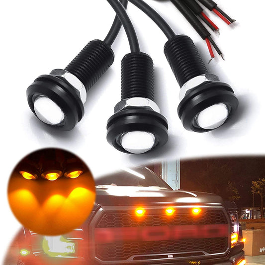 Xotic Tech 3Pcs LED Front Grille Marker Lights W/Projector Lens Assembly Compatible with Cars, Pickups, Trucks, SUV, Trailer, 3000K Amber