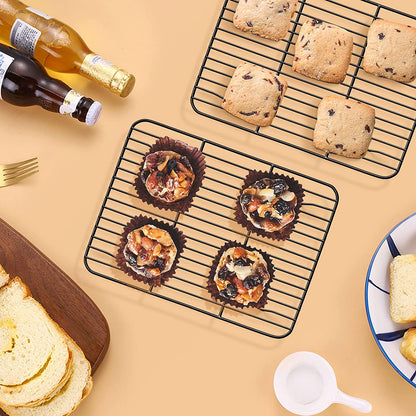 P&P CHEF Baking Rack Set of 2, Non-Stick Mini Cooling Racks for Cooking Grilling, 2 Pack 8.6” X 6.2” Roasting Drying Rack for Small Toaster Oven Use, Stainless Steel Core, Non-Toxic & Easy to Clean