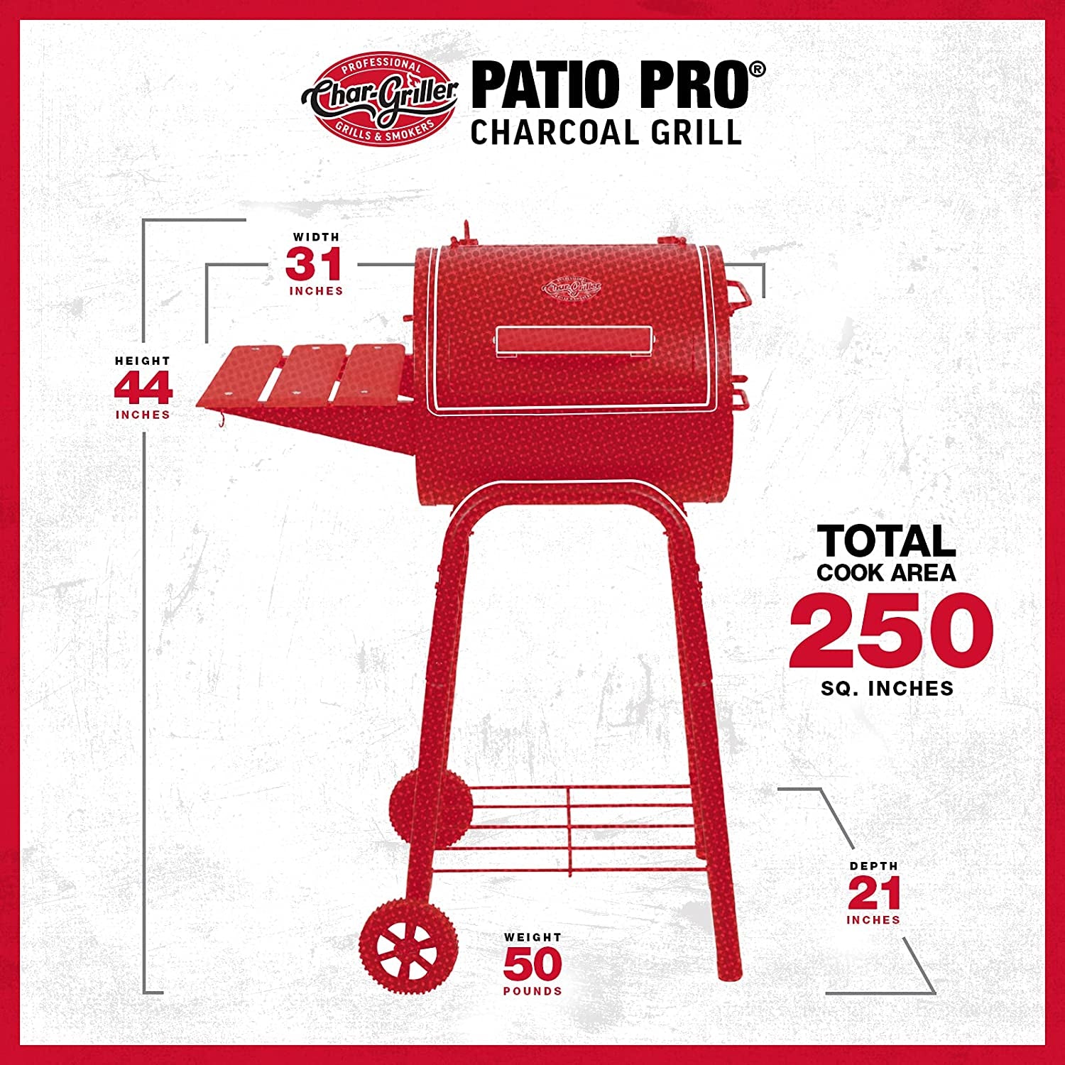 Char-Griller E1515 Patio Pro Charcoal Grill, Black