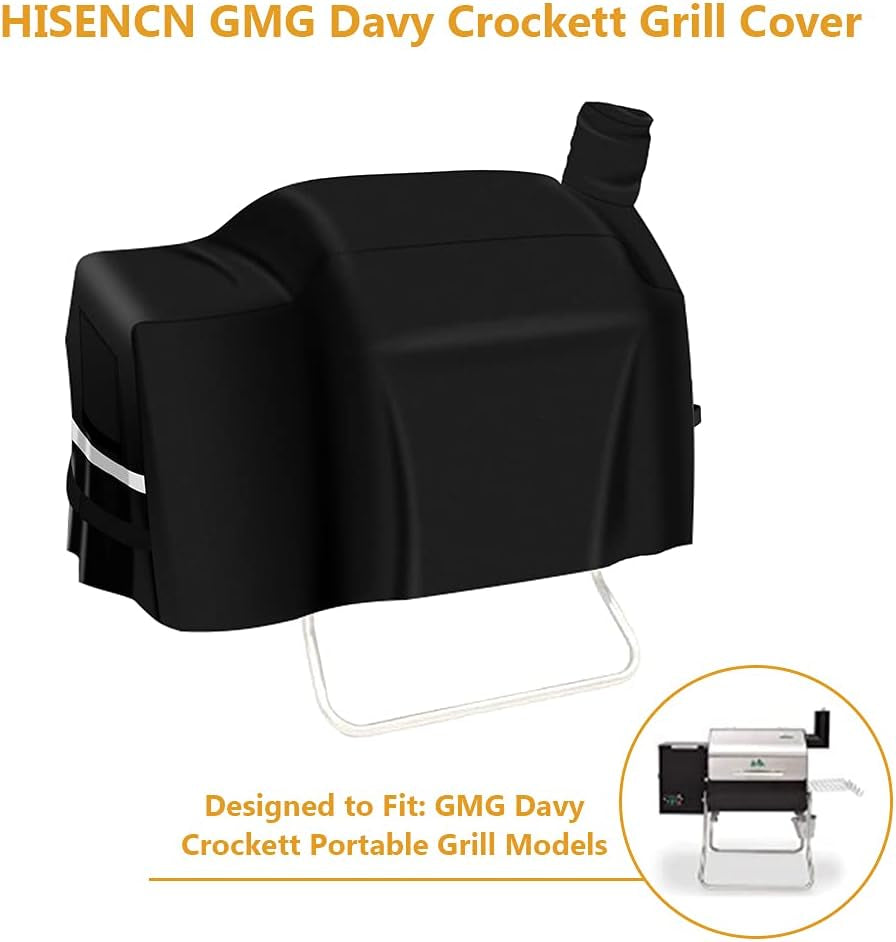 DC Grill Cover for Green Mountain Grill Davy Crockett Grill GMG-4012, All- Weather Resistant Outdoor Patio BBQ Wood Pellet Grill Cover，Black