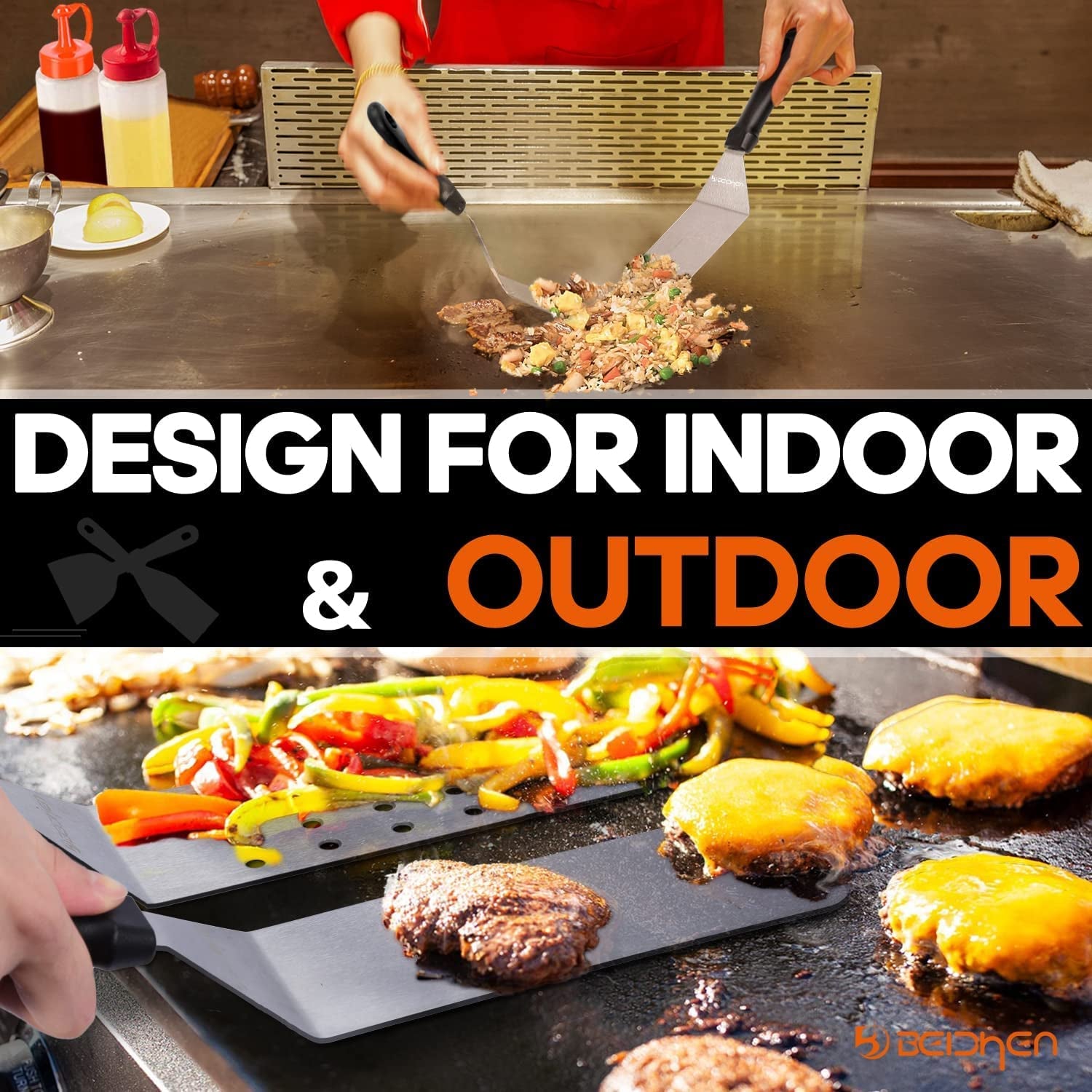 Griddle Accessories Kit, 34Pcs Stainless Steel Flat Top Grill Tools Set for Blackstone and Camp Chef, Grilling Spatula Set, Scraper, Carry Bag, Grill Cleaning Accessories for Men Outdoor BBQ