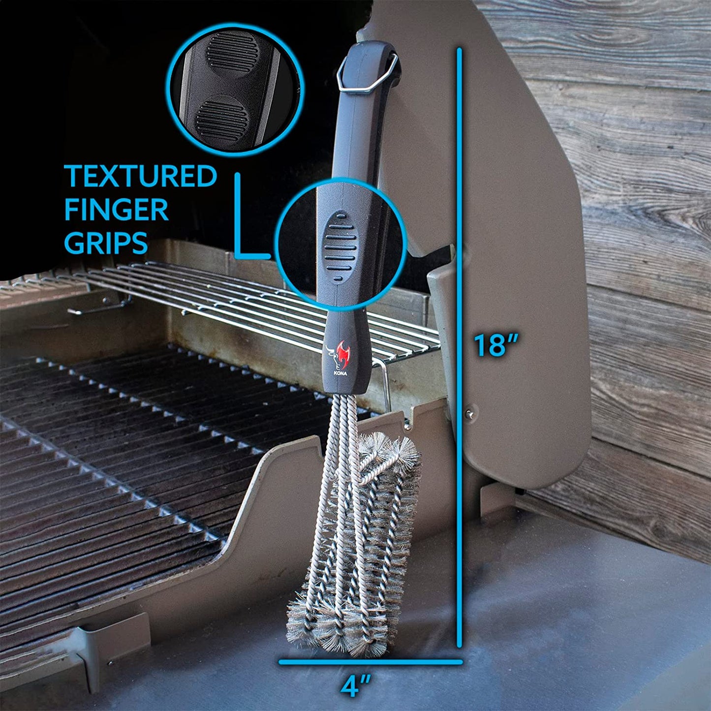 360/Clean Grill Brush - Powerful 30-Second Grill Cleaner - the World'S Best Grill Brush, Bristle | Free of Brass Wire & Safe BBQ Grill Brush, BBQ Brush Accessory for Grill Cleaning Kit - 18 Inch