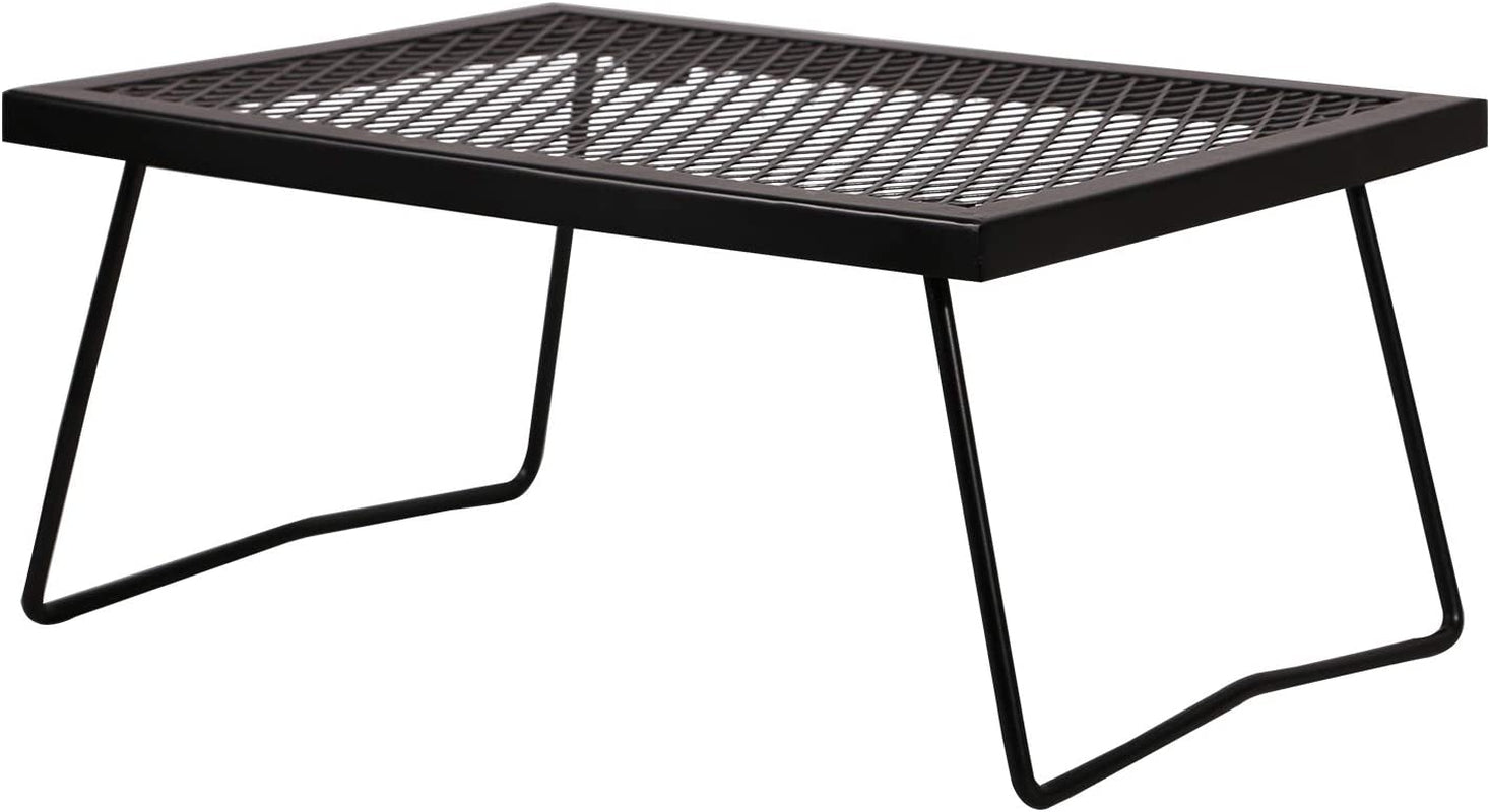 CAMPMAX Folding Campfire Grill Grate, Portable Heavy Duty Steel over Fire Camp Grill for Outdoor Camping Cooking Fire Pit, Black