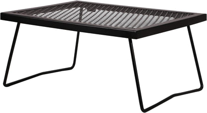 CAMPMAX Folding Campfire Grill Grate, Portable Heavy Duty Steel over Fire Camp Grill for Outdoor Camping Cooking Fire Pit, Black