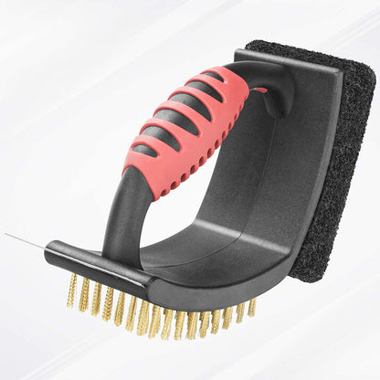 Grill Brush for Outdoor Grill, Brass Grill Cleaning Brush BBQ Cleaning Brush for Outdoor Grill, Multifunctional with Brass Bristle Scouring Pad and Scraper Grill Cleaner Brush and Scraper
