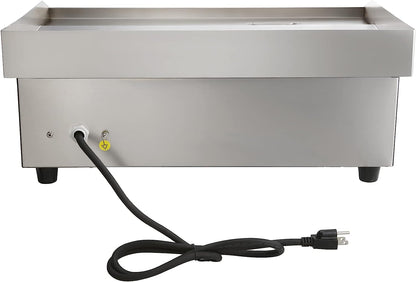 Commercial Electric Griddle, 22", 1600W Countertop Flat Top Grill, Stainless Steel Teppanyaki Grill with Non Stick Iron Cooking Plate, 122-572℉ Adjustable Temp Control 2 Shovels & Brushes, 110V