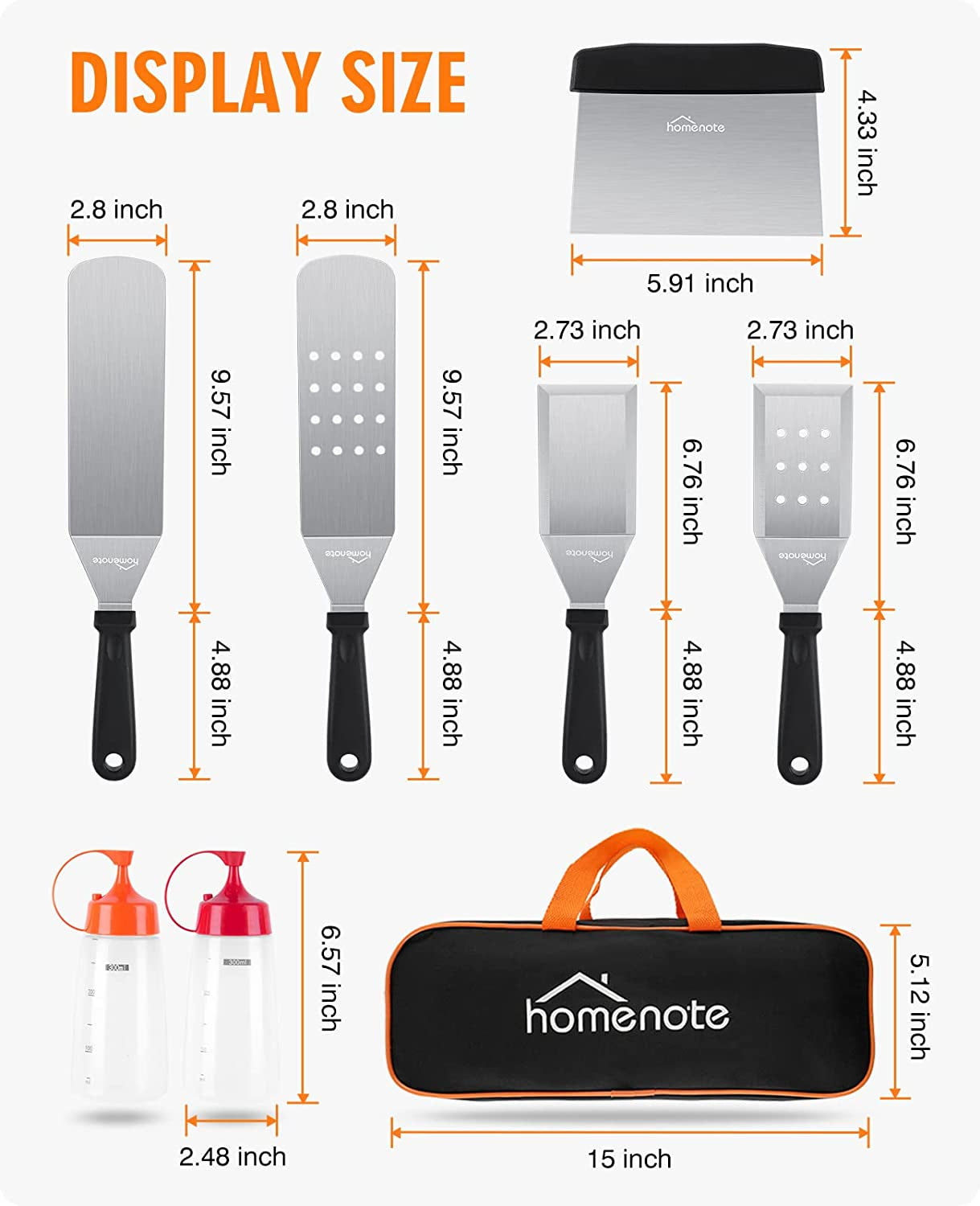 Homenote Griddle Accessories Kit, Exclusive Griddle Tools Spatulas Set for Blackstone - 8 Pcs Commercial Grade Flat Top Grill Accessories - Great for Outdoor BBQ, Teppanyaki and Camping