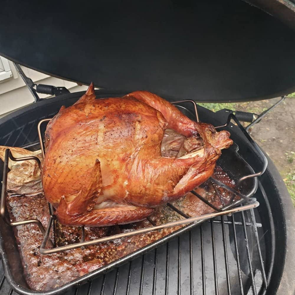 Thanksgiving Turkey Roasting Rack Cooker for Big Green Egg, Stainless Steel Rib Racks for Smoking, Turkey Roaster Racks for Roasting Pan, for Big Green Egg, Kamado Joe, Char-Griller Akorn, Etc